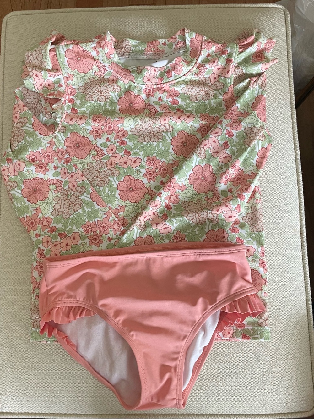 Janie and Jack girls size 8 Floral Long-Sleeve Rash Guard bathing swim suit